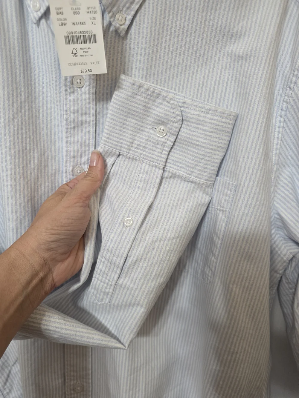 J. Crew Men’s Light Blue Pinstripe Button-Down Shirt